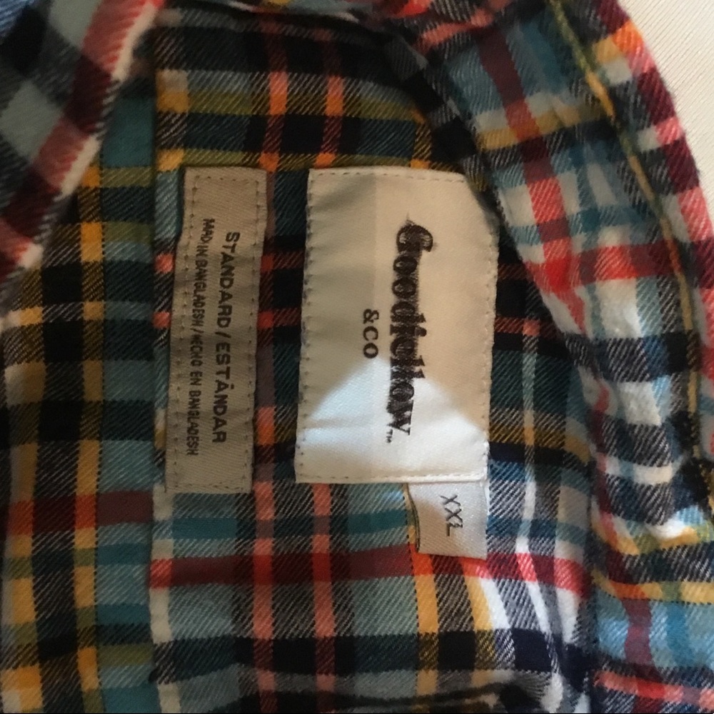 Good fellow Men Long Sleeve Blue Plaid Shirt XXL - Picture 3 of 3